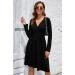 OUGES Women's Spring Casual Midi Dress - Long Sleeve V-Neck Floral Wrap Dress with Pockets, XL Black - Buy Online on GoSupps.com