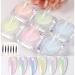 6 Boxes Mermaid Chrome Nail Art Powder Aurora Powder Mirror Holographic Laser Colorful Neon Pearl Pigment Manicuring Glitter With 6pcs Eyeshadow Sticks