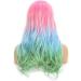 FAELBATY Colorful Rainbow Ombre Wig for Cosplay and Parties - 16 Inch Short Wavy Costume Wig for Women and Girls - Buy Online on GoSupps.com