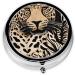 Leopard Pattern Mini Round Pill Box | 3 Compartment Pill Organizer for Travel Home & Office - Portable Medicine Case - Buy Online on GoSupps.com