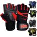 MRX Weightlifting Gloves for Men Workout Gloves Mens Wrist Support Lifting Gloves Male Gym Gloves | Workout Gym Accessories for Men Weight Lifting Fingerless Gym Exercise for Powerlifting Black Red Large