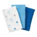 Bornino mull towels (3 -pack) stars 30x30 cm blue/white - suction -strong mull diapers - in different colors - made of pure cotton - twice woven