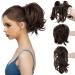 CJL HAIR Claw Clip Short Ponytail Hair Extensions Bendable Metals Messy Bun Hair piece Straight Fake Hairpieces Dark Brown 8 inch