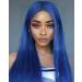 VEBONNY Royal Blue Synthetic Hair Silky Long Straight Lace Front Wig in Dark Blue for Women VEBONNY-825 Midnight Saphire-825