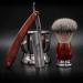 Brent Berkeley Men's Classic Open Razor Barber Set | Shaving Brush & Shell | Durable Skin Irritation Reducing Gift Set in Brown - Buy Online on GoSupps.com