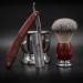Brent Berkeley Men's classic open razor barber set - shaving brush men and shaving shell - durable shaving performance - reduces skin irritation - gift set men- brown