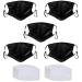 Primicity Face Masks Washable UK with Filters - Reusable/Adjustable/Washable Black masks -Cotton fabric facemasks (5 pack+ 20 filters) - UK Seller Black Masks 5pcs+20F
