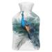 Blue Peacock Hot Water Bottle With Cover Plush Bed Bottle Hand Warmer For Adults And Children 26.5X15.3cm