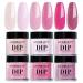 AZUREBEAUTY Pink Dip Powder Nail Set, 6 Colors Light/Hot Pink Cherry Blossom Matte&Glossy Shades Dipping Powder Starter Kit, French Nail Art Manicure DIY Salon, No Need Nail Lamp Cured