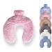 Luxury Hot Water Bottle with Faux Fur Cover Soft Fluffy Neck U Shape Cosy Fleece 1.8L Capacity (Soft Pink)