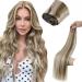 Laavoo real hair extensions brown blond hairless real hair for sewing light brown highlight highlight platinum blond real hair brick to sew remy 100g #p8/60 55cm 1.22 #p8/60