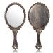 2Pcs Vintage Handheld Mirror,Decorative Mirrors for Face Makeup Cosmetic Mirror Hand Held Travel Mirrors Personal Cosmetic Mirror with Powder Puff(Bronze)