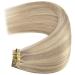 Youngsee Clip-In Hair Extensions - Real Remy Hair 30cm 80g Platinum & Ash Blonde Highlights Short 7PCS - Buy Online on GoSupps.com