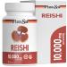 Pura Sol Reishi Mushroom Capsules 10 000 mg - 10:1 Ganoderma Powder Extract Supplement- Longevity  Boost Immune System  Support Heart Health  Manage Mood and Stress - Gluten Free & Vegan 60 Capsules