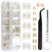 Eyeglass Repair Kit BAZQU 5 Pairs Nose Pads with Tiny Screws Nut Bolts Screwdriver and Tweezers for Glasses Sunglasses Spectacle Watch Repair, Gold