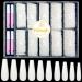 500 pieces of artificial nails tips acrylic false nail tips artificial nails tips fake coffin nail tips nail tips with glue and box for women girls (natural)