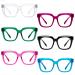 Metalless Screwless Spring Hinges Reading Glasses for Women 6 Pack Ladies Oversized Square Readers(+1.75) 6 Pack Mix Color 1.75 x