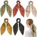 5 pieces of fashion flowers hair scarf with loop hair tie chiffon flower scrunchy long hair bands ties hair tie hair tie 2 in 1 ponytail hair jewelry for woman girl floral-5pc