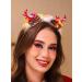 IYOU Light Up Christmas Headband Red Reindeer Antlers Hair Bands Bell Bowknot Berry Hair Hoop Xmas Costume Hair Accessories for Women and Girls
