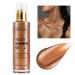 Body Shimmer Oil 100ml Moisturizing Long Lasting Body Luminizer Face Brighten Waterproof Liquid Illuminator Body Glow Shimmer Body Glitter Oil Highlighter Summer Glowing Makeup (#03 Bronze Gold)