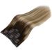 Moresoo 18 Inch Balayage Brown to Chestnut Brown Clip in Human Hair Extensions - 7 Pieces/120g #3/8/22 - Buy Online on GoSupps.com