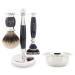 JAG Shaving Razor Set - 4 -piece shaving set - Jag's Lee Range - Silberspitz Dachshaar Razor brush - 5 edge of shaving blades Shaving plane - shaving bowl - shaving rack - black gift set