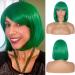 Kalyss Women's Dark Green Bob Hair Full Wig - Synthetic Fiber Short Straight Cosplay Party Hairstyle - Buy Online on GoSupps.com