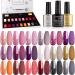 Lavender Violets Gel Nail Polish Kit 18+3 Colors Silver Purple Soak-off UV LED Nail Gel with Base Matte and Glossy Top Coat Trendy Shimmer 0.16 Fl Oz (Pack of 21)