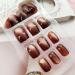 Shop Short Press on Nails - Square Cat Eye Acrylic Nails | Glossy Brown Full Cover False Nails - 24 Pcs for Women - Buy Online on GoSupps.com