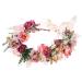 Rose Flower Crown Bridal Floral Headband Hair Wreath Flower Headpiece Halo Boho with Ribbon Wedding Party Festival Photos (3)