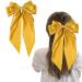 Hair Bow Big Hair Bows for Women Solid Color Bow Hair Clips with Long Ribbon French Barrette Clip Soft Satin Silky Hair Bows Cute Gifts for Women Girls (Yellow)