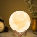 Methun 3D Moon Lamp with 7.1 Inch Wooden Base - LED Night Light Mood Lighting with Touch Control Brightness for Home D cor Bedroom Birthday Gifts for Woman Kids- White & Yellow 7.1 inches