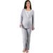 Nursing Pyjamas Set with Lace for Women - Maternity Sleepwear for Pregnancy & Breastfeeding XL Gray - Buy Online on GoSupps.com