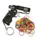 SUNNYHILL Rubber Band Gun Mini Metal Folding 6 Shot with Keychain Interesting Toys for Kids with Rubber Band 100+