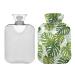 Hot water bottle 2L with cover tropical pattern green leaves hot water bag for pain relief hand feet warmer winter
