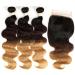 Buy Tomyeus Brazilian Body Wave Hair Bundles - 3 Bundles & 4x4 Lace Closure | Remy Ombre Blonde 1B/4/7 Extensions (16 18 20) - Buy Online on GoSupps.com