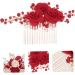 DOITOOL Red Rose Hair Clip Wedding Headpiece Hair Pin Hair Claw Clips for Women Flower Hair Clips Flower Hair Accessories Women Hair Accessories Bridal Headdress Comb Bride Chinese Style - Buy Online on GoSupps.com