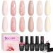 Beetles Gel Polish Nail Set 6 Colors Old Money Collection Glitter Gel Nail Kit Nude Jelly Transparent Soak Off UV LED Manicure Kit for Women Girls A-Old Money