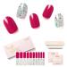 NAILOG Semi Cured Gel Nail Strips (20 Extra Long Nail Stickers) | Glossy & Long Lasting Soft Gel Finish Nail Wrap| Ruby Nebula