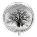Round Pill Box Black and White Tree Print 3 Compartment Medicine Pill Case Print Pill Organizer Decorative Metal Portable Pill Box Pocket Pill Box Style