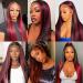 Burgundy Highlight Ombre Lace Front Wig 200% Density 12A Red and Black Human Hair 20 Inch - Buy Online on GoSupps.com
