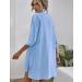 Beyove Women's Cotton Linen 2-Piece Lounge Set | Casual Tracksuit with Button Down Shirt and Drawstring Shorts | Clear Blue, Medium - Buy Online on GoSupps.com