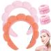Spa Headband for Washing Face Makeup Headband Bubble Skincare Headbands with Face Wash Wristbands Terry Cloth Headband Soft Puffy Headband for Women Gifts Pink+Orange