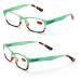 2 Pairs of Stylish Classic Rectangle Reader With Spring Hinges Women Half Translucent Tortoise Reading Glasses Green 2.5 x