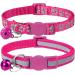 Taglory reflective cat collar with safety clasp and bell 2-piece adjustable collar cat kitten 15-20cm hot pink 15-20cm (2-pack) hot pink