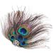 Dusenly Fashion Peacock Feather Hair Clips Hairpin Double-layer Evening Dress Headdress Wedding Feather Fascinator for Lady and Girls - Buy Online on GoSupps.com