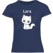 Personalized Cute Cat T-Shirt for Girls - Custom Name Gift by Shirtracer - Dark Blue Mottled Size 152 - Buy Online on GoSupps.com