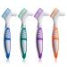 Octuitey Denture Brush 4Pcs Denture Toothbrushes,Denture Cleaning Care Cleaning Brush ,Double Sided Toothbrush,Multi-Layered Bristles and Rubber Anti-Slip Handle (Purple, Green, Blue, Orange) 4 Color