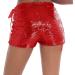 Duohropke Women's Metallic Hot Pants - High Waist Sequin Glitter Shorts for Dance Disco & Carnival - S02 Red - Buy Online on GoSupps.com