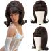 LONAI Retro Brown Wig 50s 60s 70s Wig with Bangs for Women Synthetic Hair for Halloween Costume Party 60s Dark Brown wig